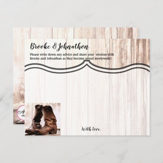 4.25x5.5 Advice Card Boots Country Rustic Western Einladung (Vorne/Hinten)