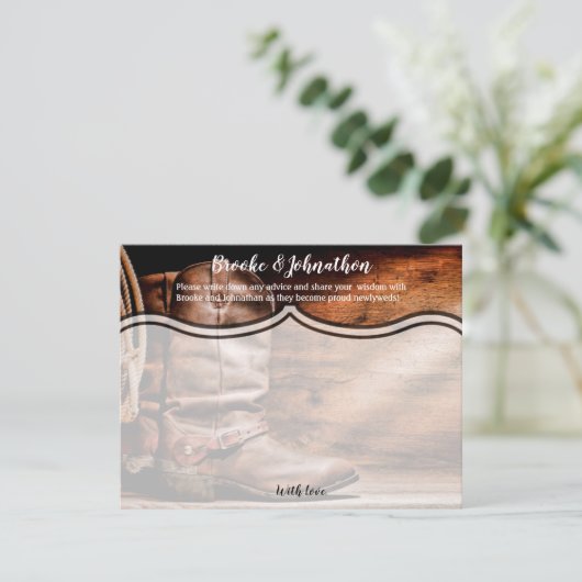 4.25x5.5 Advice Card Cowboy Boots Barnholz Rustika Einladung (Stehend Vorderseite)