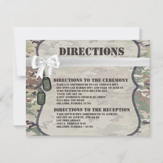 4.25x5.5 Direction Card Army Air Force OCP Camoufl Einladung (Vorderseite)