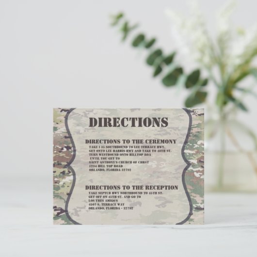 4.25x5.5 Direction Card Army Air Force OCP Camoufl Einladung (Stehend Vorderseite)