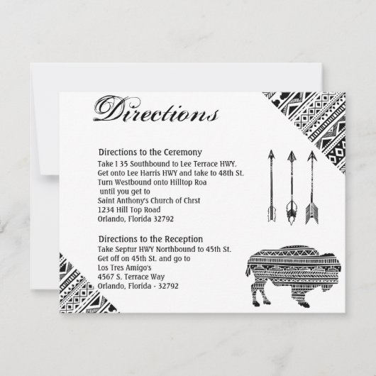 4.25x5.5 Direction Card Boho Buffalo Tribal Patter Einladung (Vorderseite)