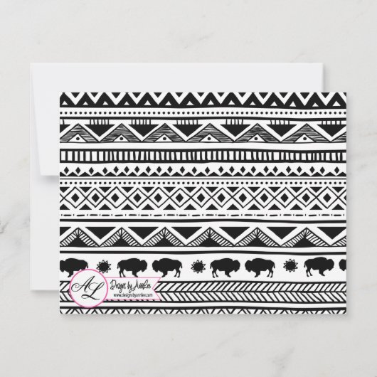 4.25x5.5 Direction Card Boho Buffalo Tribal Patter Einladung (Rückseite)