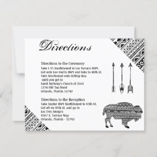 4.25x5.5 Direction Card Boho Buffalo Tribal Patter Einladung