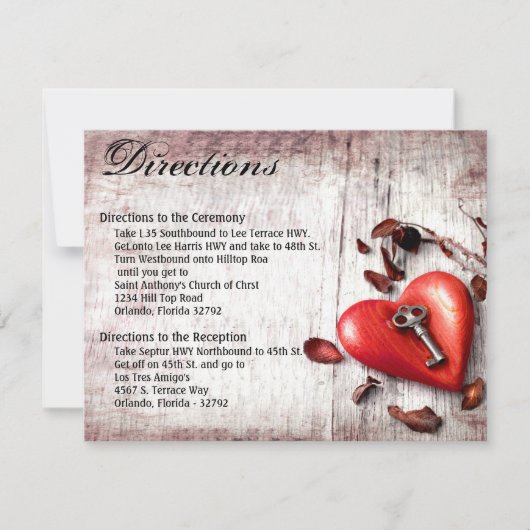 4.25x5.5 Direction Card Country Wood Key für meine Einladung (Vorderseite)