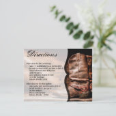 4.25x5.5 Direction Card Cowboy Boots Barn Wood Rus Einladung (Stehend Vorderseite)