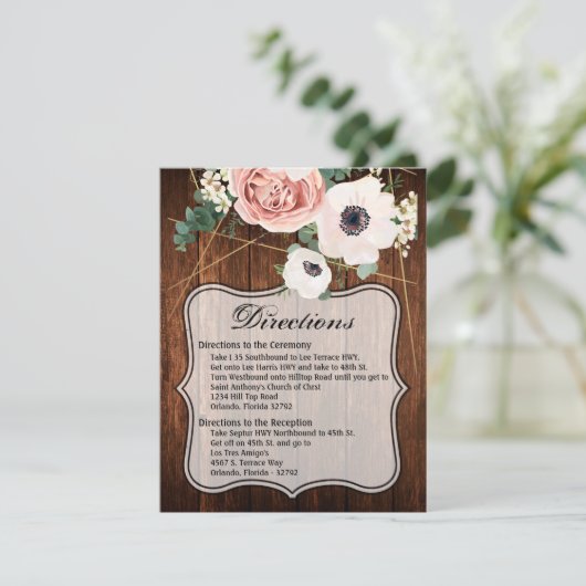 4.25x5.5 Direction Card Geometric Country Stall Wo Einladung (Stehend Vorderseite)