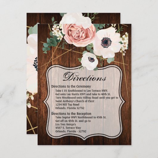 4.25x5.5 Direction Card Geometric Country Stall Wo Einladung (Vorne/Hinten)