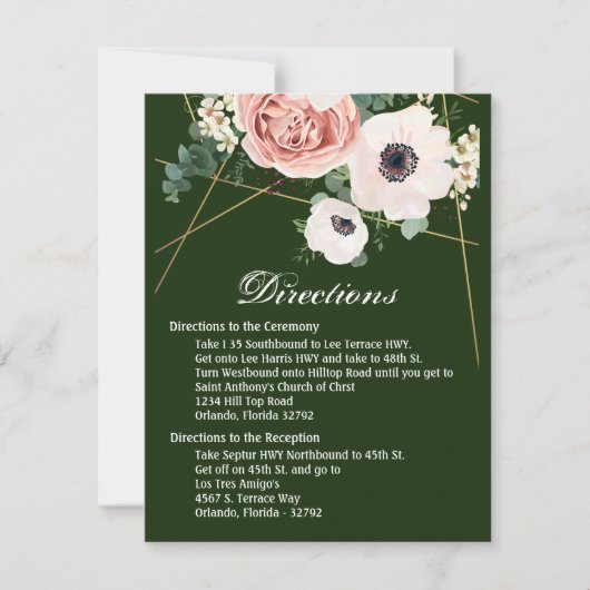 4.25x5.5 Direction Card Geometric Garden Rose Hunt Einladung (Vorderseite)