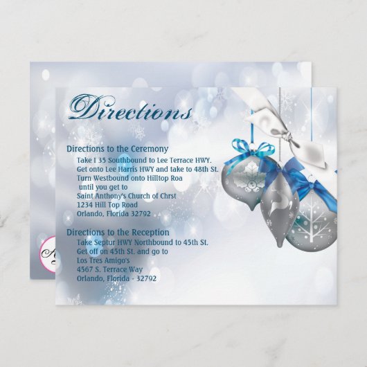 4.25x5.5 Direction Card Ornaments Schneeflocken Sc Einladung (Vorne/Hinten)
