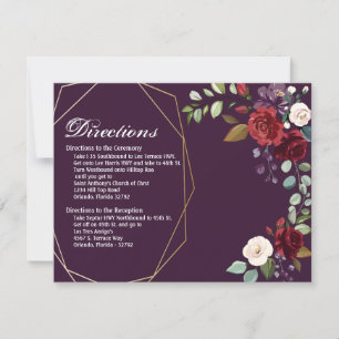 4.25x5.5 Direction Card Plum Lila Rose Gold Geo Einladung