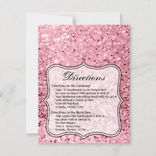 4.25x5.5 Direction Card Rose Gold Glitzer Einladung
