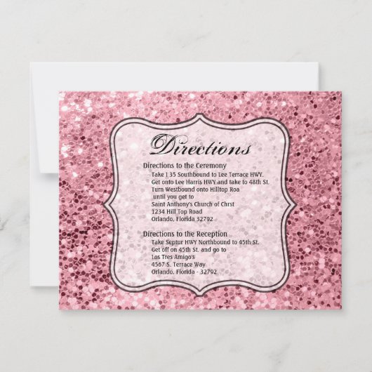 4.25x5.5 Direction Card Rose Gold Glitzer Einladung (Vorderseite)