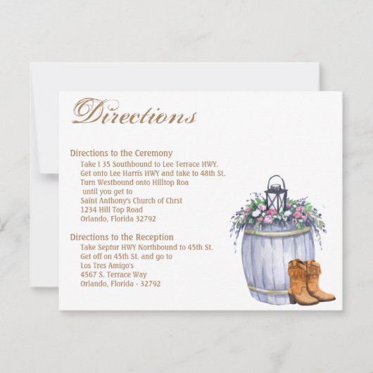 4.25x5.5 Direction Card Summer Country Wedding Rus Einladung (Vorderseite)