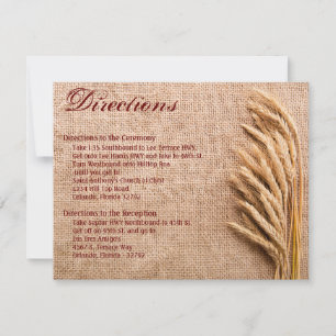 4.25x5.5 Direction Card Wheat auf Burlap-Sackzählu Einladung