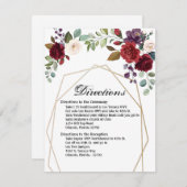 4.25x5.5 Direction Card White Roses Gold Geometric Einladung (Vorne/Hinten)