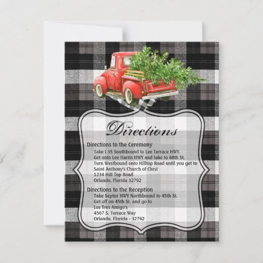 4.25x5.5 Fahrtkarte XMAS LKW Buffalo Kariert C Einladung (Vorderseite)