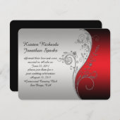 4.25x5.5 Red Black Silver Blume Post Wedding Einladung (Vorne/Hinten)