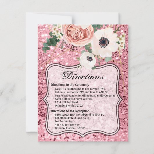 4.25x5.5 Rose Geometrischer Garten mit Fahrkarte Einladung (Vorderseite)