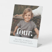 4. - 4. Geburtstag Foto Begrüßungszeichen Sockelschild (Vorderseite)