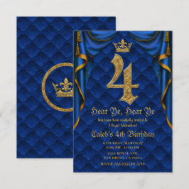 4. 4. Geburtstagsparty Royal Blue Gold Crown Einladung