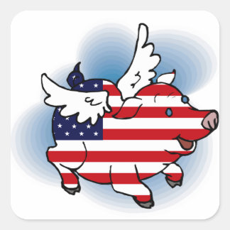 4. - 4. Juli Patriotic Flying Pig Stickers