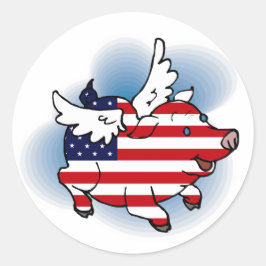 4. - 4. Juli Patriotic Flying Pig Stickers