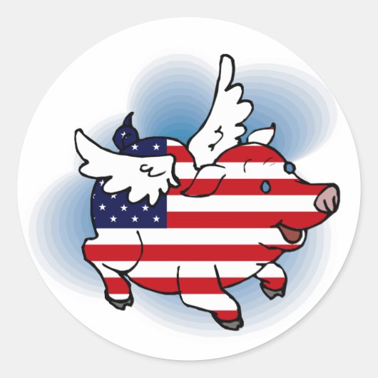 4. - 4. Juli Patriotic Flying Pig Stickers (Vorderseite)