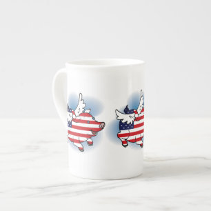 4.-4. Julith der patriotischen Fliegen-Schweine Porzellantasse