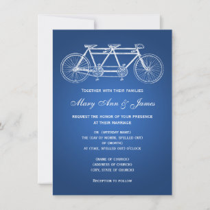4.5 x 6.25 Einfaches Tandem-Fahrrad für Hochzeiten Einladung