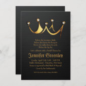 4,5" x 6,25" Gold Royal Queen Crown Brautparty Einladung (Vorne/Hinten)