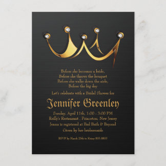 4,5" x 6,25" Gold Royal Queen Crown Brautparty Einladung