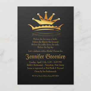 4,5" x 6,25" Goldene Königliche Königinnen-Kronen- Einladung