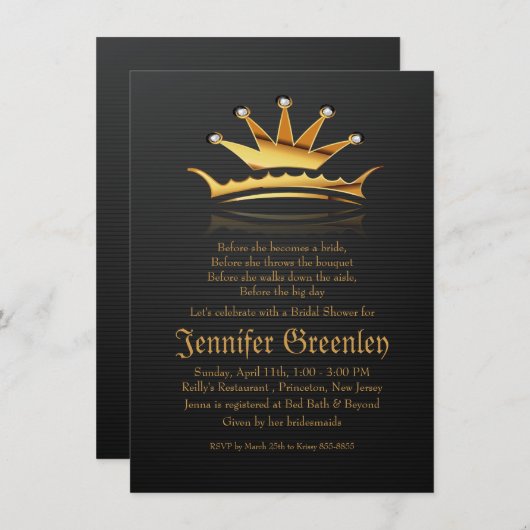 4,5" x 6,25" Goldkönigliche Einladung (Vorne/Hinten)