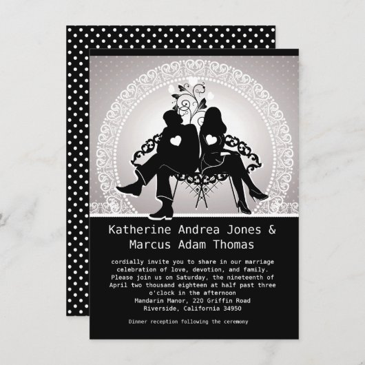 4,5 x 6,25 schwarz u. weiße einladung (Vorne/Hinten)