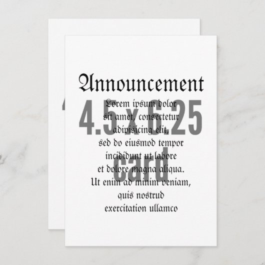 4,5 x 6,25 Vertikal Ankündigung (Vorne/Hinten)