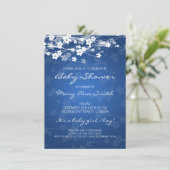 4.5x6.25 Babydusche Kirsche Blossom Blau Einladung (Stehend Vorderseite)