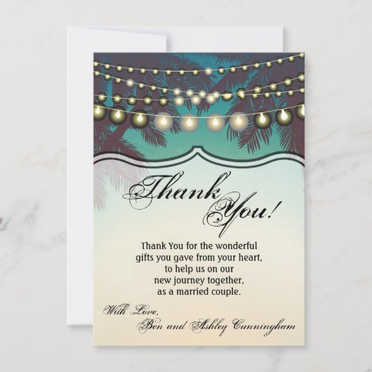 4.5x6.25 Danke, dass Sie Card Beach Sunset Palm Tr Einladung (Vorderseite)