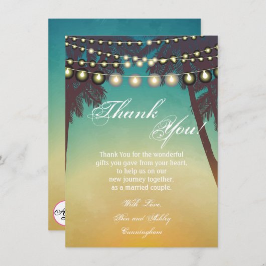4.5x6.25 Danke, dass Sie Card Beach Sunset Palm Tr Einladung (Vorne/Hinten)