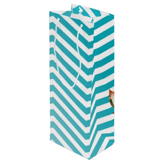 4.75lx4wx13h Weingeschenktasche Boho Cacti Cactus Geschenktüte Für Weinflaschen (Rückseite Schrägansicht)