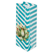 4.75lx4wx13h Weingeschenktasche Boho Cacti Cactus Geschenktüte Für Weinflaschen (Vorderseite Schrägansicht)