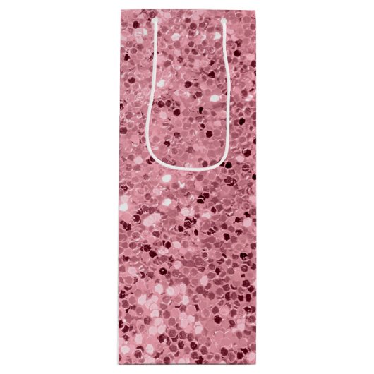 4.75lx4wx13h Weingeschenktasche Rose Gold Glitzer Geschenktüte Für Weinflaschen (Vorderseite)