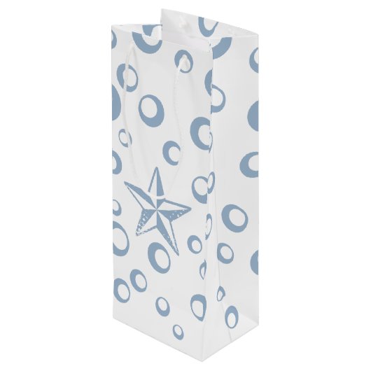 4.75lx4wx13h Weingeschenktasche Seepferd Ocean Bea Geschenktüte Für Weinflaschen (Rückseite Schrägansicht)