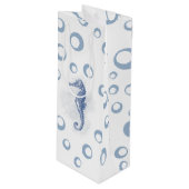 4.75lx4wx13h Weingeschenktasche Seepferd Ocean Bea Geschenktüte Für Weinflaschen (Vorderseite Schrägansicht)