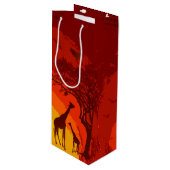 4.75lx4wx13h Wine Gift Bag African Safari Giraffe Geschenktüte Für Weinflaschen (Vorderseite Schrägansicht)
