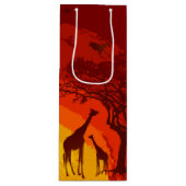 4.75lx4wx13h Wine Gift Bag African Safari Giraffe Geschenktüte Für Weinflaschen (Vorderseite)