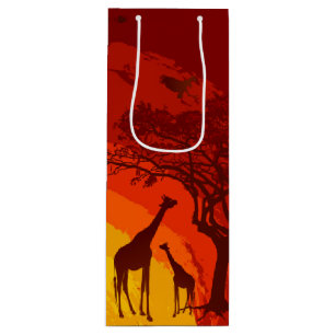 4.75lx4wx13h Wine Gift Bag African Safari Giraffe Geschenktüte Für Weinflaschen
