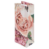 4.75lx4wx13h Wine Gift Bag Geometric Garden Rose Geschenktüte Für Weinflaschen (Rückseite Schrägansicht)