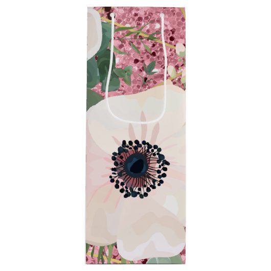 4.75lx4wx13h Wine Gift Bag Geometric Garden Rose Geschenktüte Für Weinflaschen (Vorderseite)