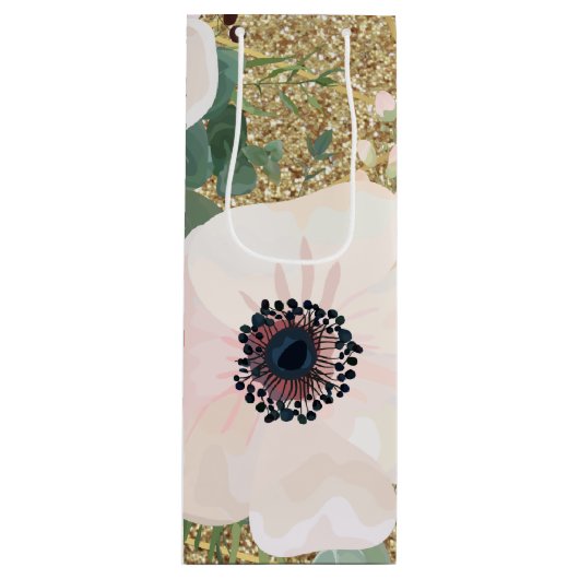 4.75lx4wx13h Wine Gift Bag Geometric Garden Rose Geschenktüte Für Weinflaschen (Vorderseite)