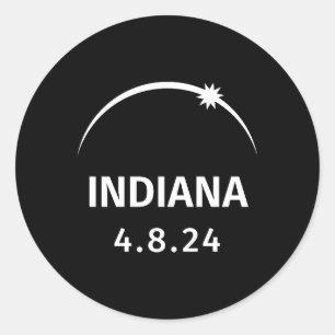 4.8.24 Solar Eclipse Indiana Runder Aufkleber